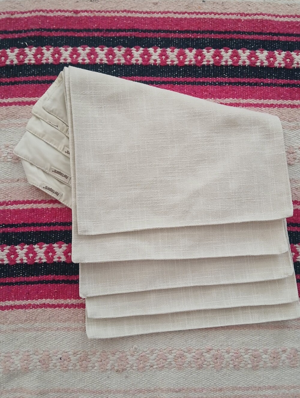 Pier 1 Imports Beige Khaki Cotton 19x13‎ Placemats Wooden Bohemian Set/5